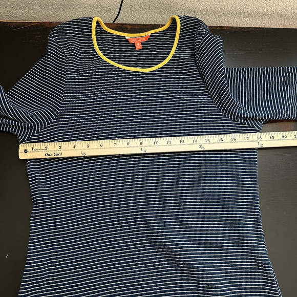 Modcloth Top 4X Plus Long Sleeve Striped Navy Blue Layer Nautical Twee Ribbed - Picture 9 of 11